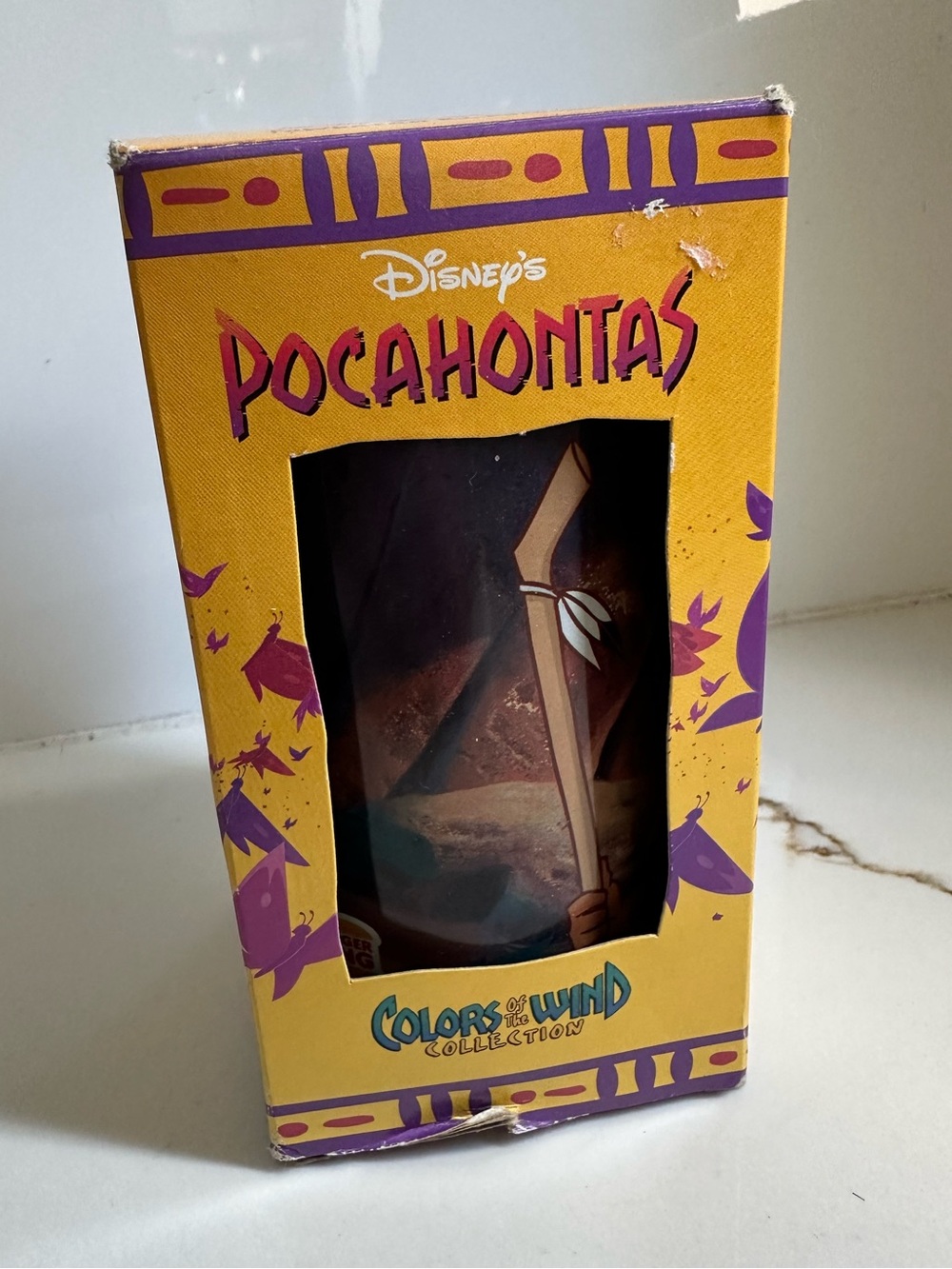 Vintage 1995 Burger King Disney Pocahontas Colors of the Wind Glass Cup NWT